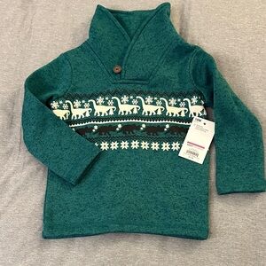 Jumping Beans Green Sweater with Animal Pattern